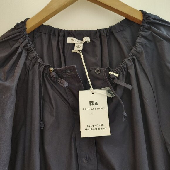 Free Assembly gathered neck cotton maxi dress with long sleeves - Picture 5 of 13